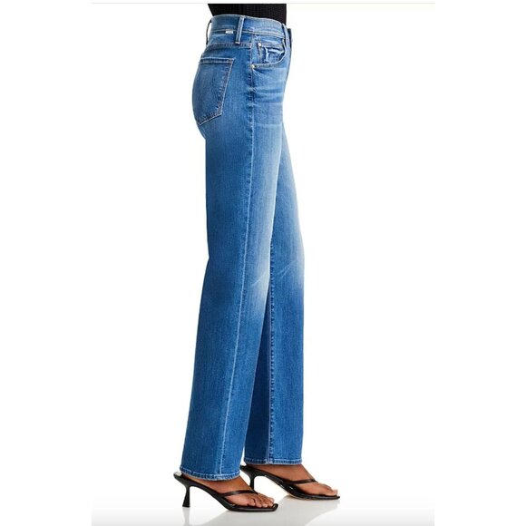 Mother The Rambler Zip Sneak Straight Leg Blue Jeans Size 25 in Lhasa Love - Picture 3 of 7